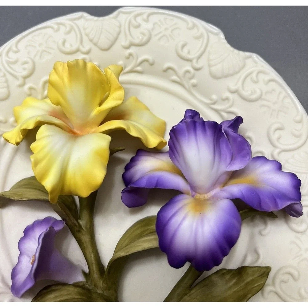 Bradford Exchange Iris Plate Precious Petals Salvatore Sarno‎ Cottagecore Spring